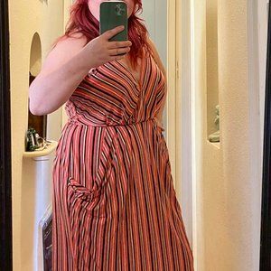 BCBGeneration V Neck Striped Midi Dress